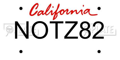 NOTZ82 California License Plate