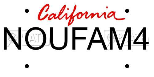 NOUFAM4 California License Plate