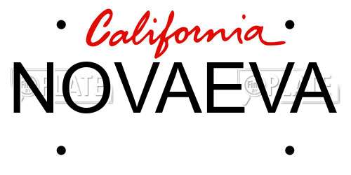 NOVAEVA California License Plate