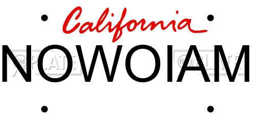 NOWOIAM California License Plate