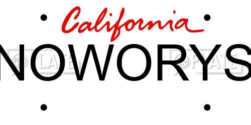 NOWORYS California License Plate