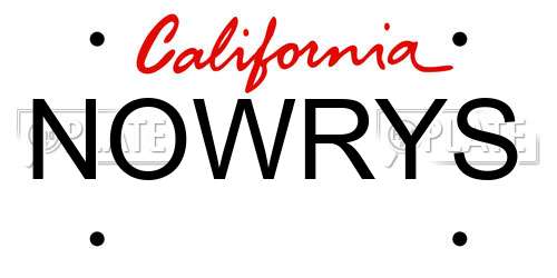 NOWRYS California License Plate