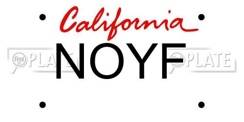NOYF California License Plate