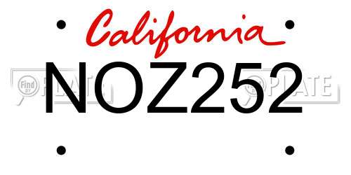 NOZ252 California License Plate