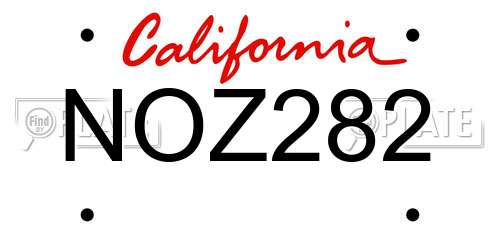 NOZ282 California License Plate
