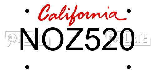 NOZ520 California License Plate