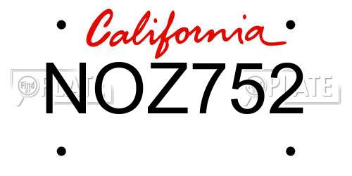 NOZ752 California License Plate