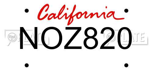 NOZ820 California License Plate
