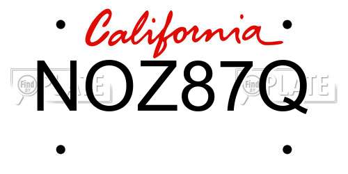 NOZ87Q California License Plate
