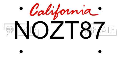 NOZT87 California License Plate