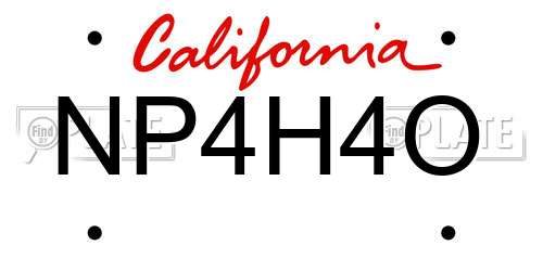 NP4H4O California License Plate
