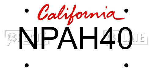 NPAH40 California License Plate