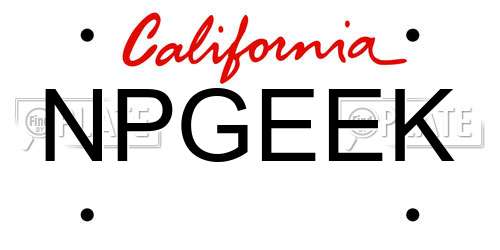 NPGEEK California License Plate