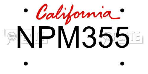 NPM355 California License Plate