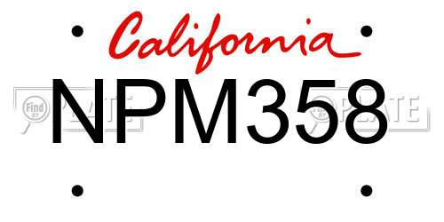 NPM358 California License Plate