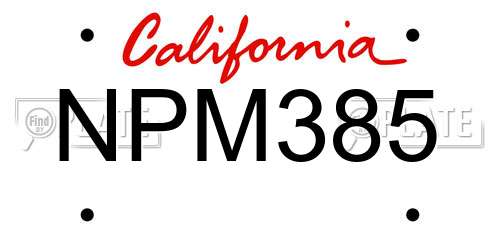 NPM385 California License Plate