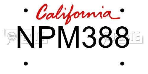 NPM388 California License Plate