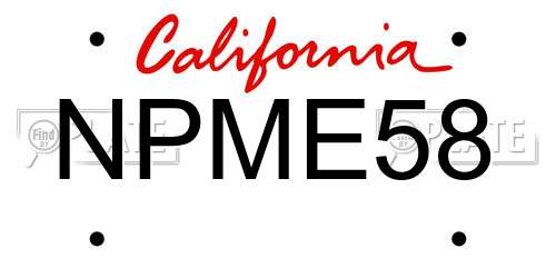 NPME58 California License Plate