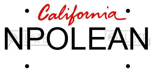 NPOLEAN California License Plate