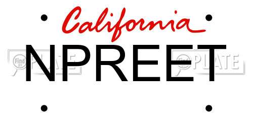 NPREET California License Plate
