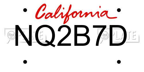 NQ2B7D California License Plate
