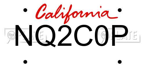 NQ2C0P California License Plate