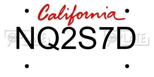 NQ2S7D California License Plate