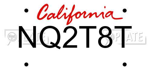 NQ2T8T California License Plate