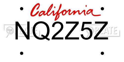 NQ2Z5Z California License Plate