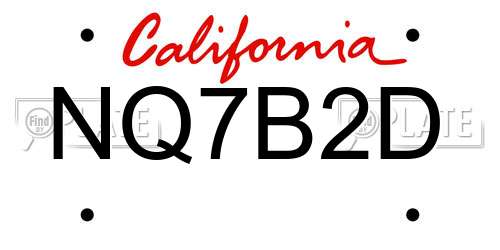 NQ7B2D California License Plate