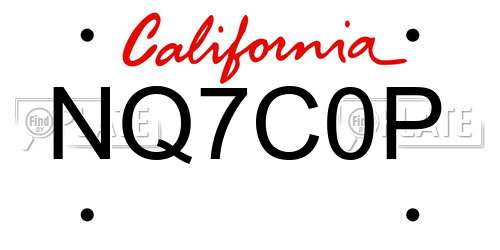 NQ7C0P California License Plate