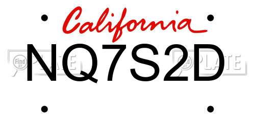 NQ7S2D California License Plate