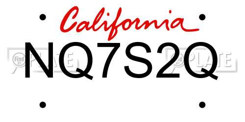 NQ7S2Q California License Plate