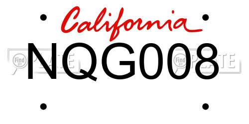 NQG008 California License Plate