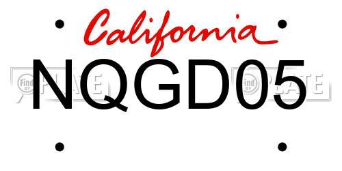 NQGD05 California License Plate