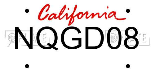 NQGD08 California License Plate