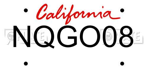NQGO08 California License Plate