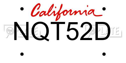 NQT52D California License Plate