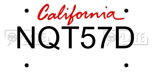 NQT57D California License Plate