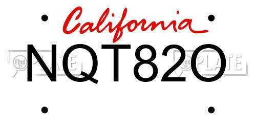 NQT82O California License Plate