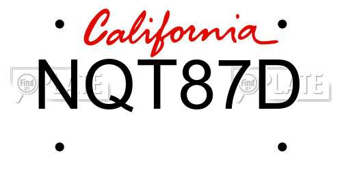 NQT87D California License Plate
