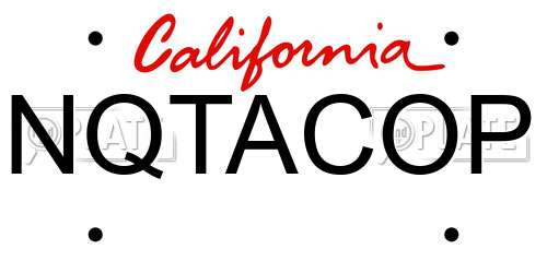 NQTACOP California License Plate