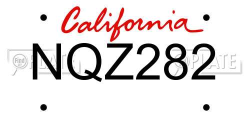 NQZ282 California License Plate