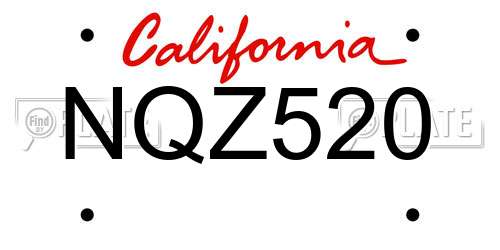 NQZ520 California License Plate