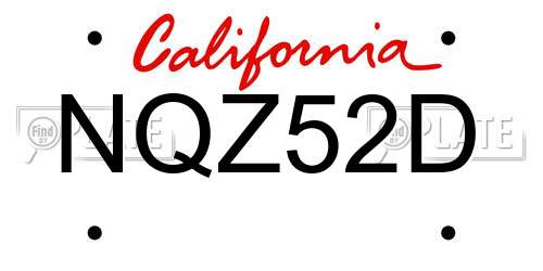 NQZ52D California License Plate