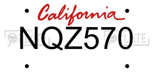 NQZ570 California License Plate