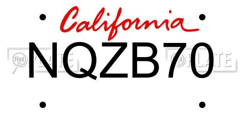 NQZB70 California License Plate