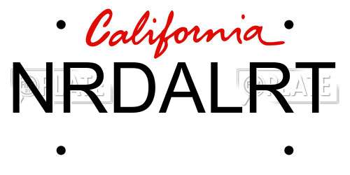 NRDALRT California License Plate