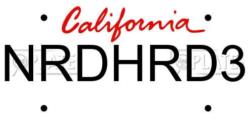 NRDHRD3 California License Plate