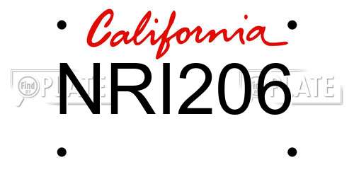 NRI206 California License Plate